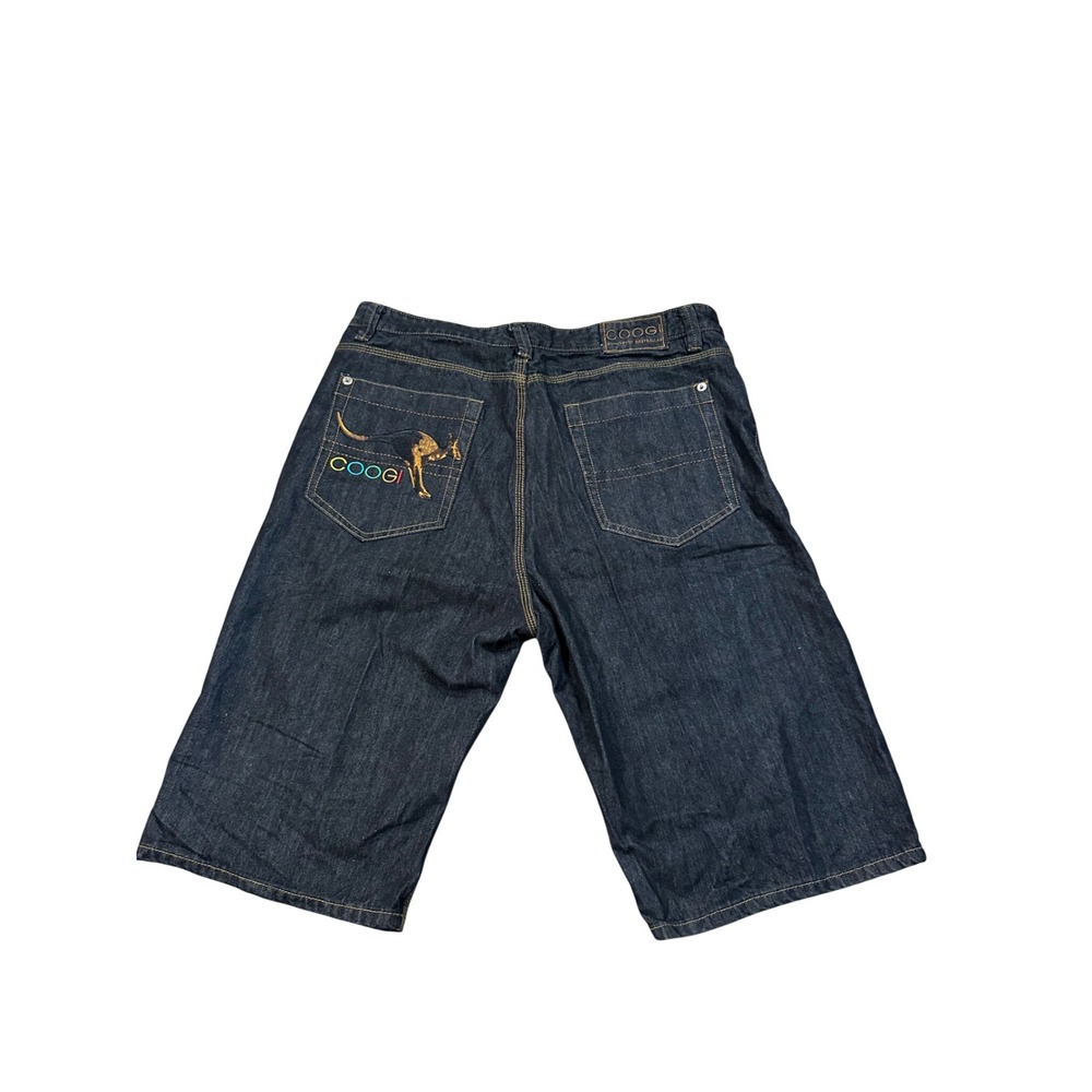 Coogi Authentic Australian Mens Dark Wash Denim Shorts Baggy Kangaroo Logo W42